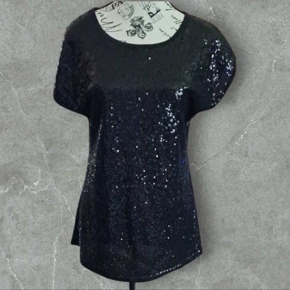 Black Sheer Sequin Top